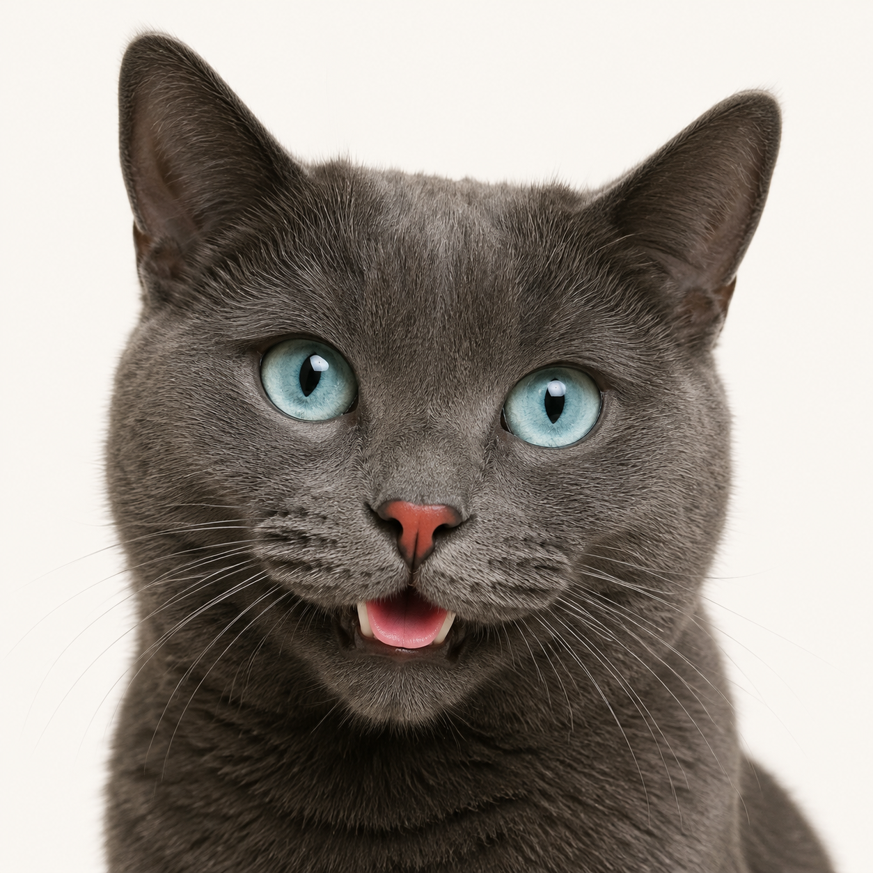 Grey cat with blue eyes